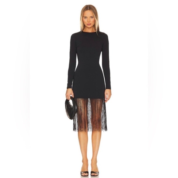 Amanda Uprichard Dresses & Skirts - Amanda Uprichard x REVOLVE Honora Whimsy Preppy Old Money Fringe Black Dress S